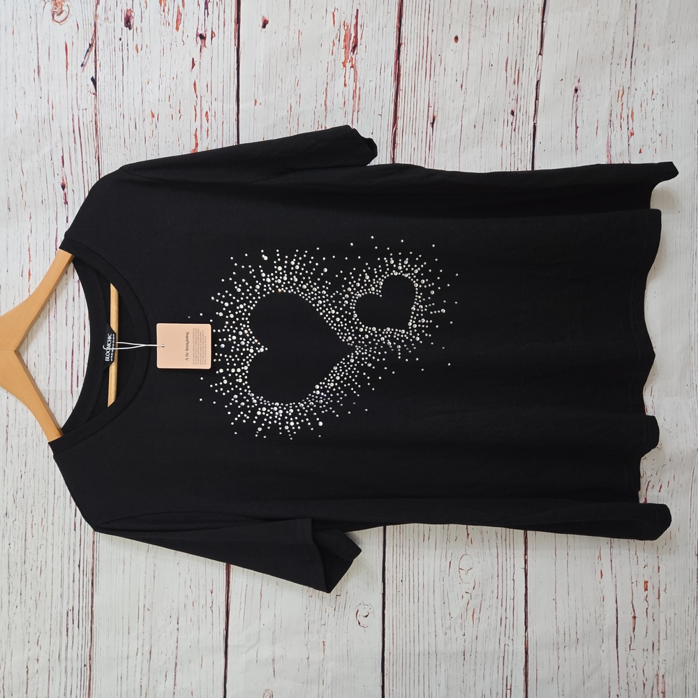 NWT BloomChic Black Rhinestone Heart Tee | Plus Size 18/20 - Picture 7 of 10
